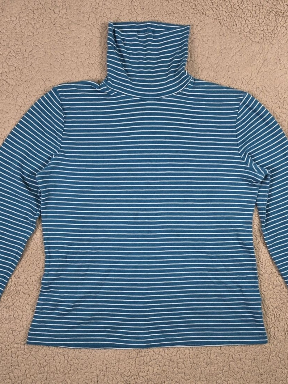 Jones New York Sport Teal and White Striped Knit Top